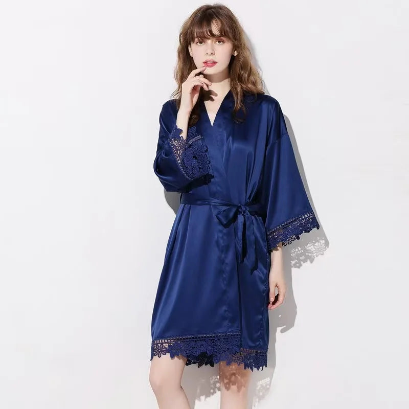 Bridesmaid Robes Bride Gift Bride Robe Bridesmaid Gift Satin Lace Robe Bride Dressing Gown Bridal Party Robes Wedding Robe Perso