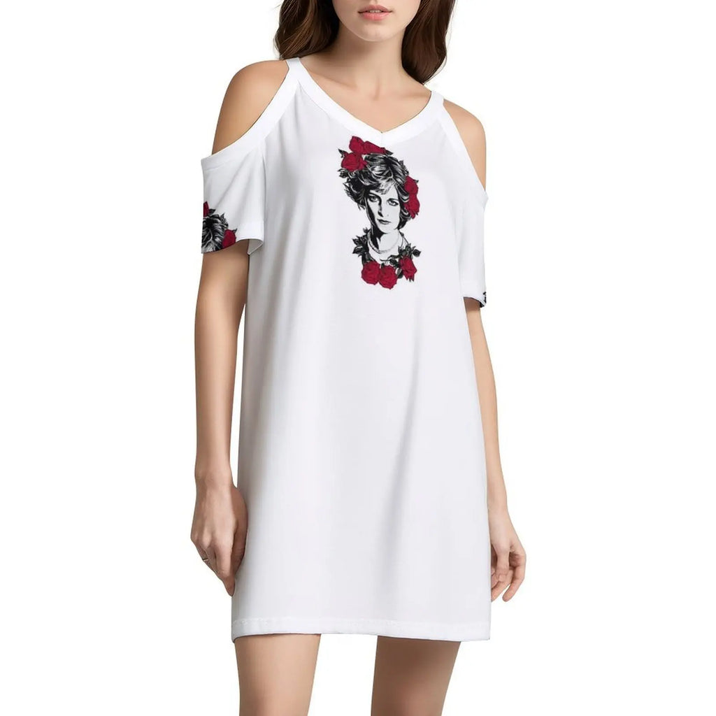 Red Roses-Princess Diana Korean Style Dress For Women Elegant Casual Dress For Party Or Daily Wear Princess Diana Diana