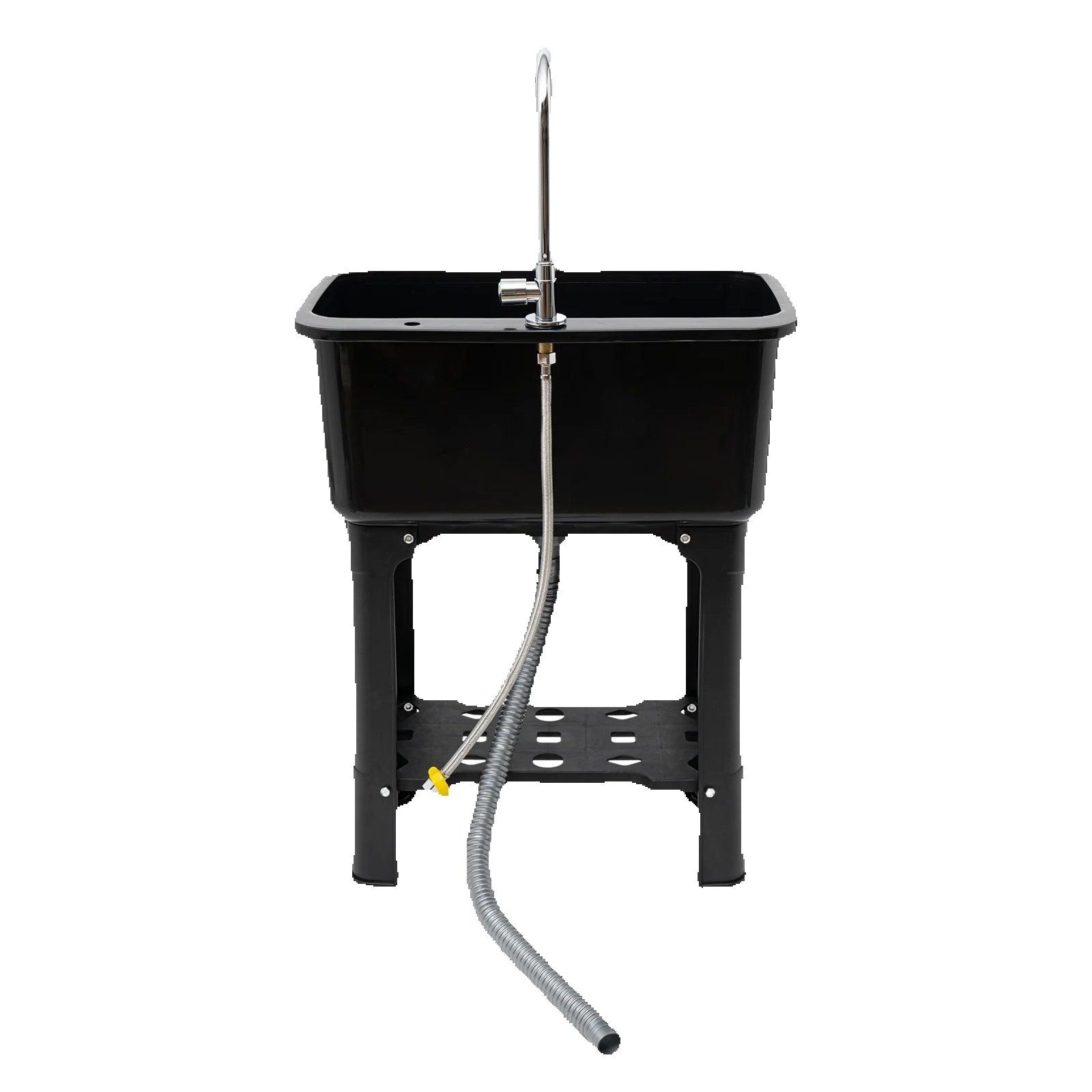 Freestanding Stainless-Steel Utility Sink with Storage Shelf with 360° Rotatable Faucet for Cleaning Clothes, Pets, Pots