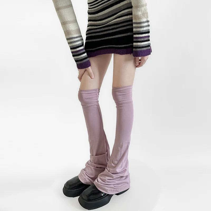 Y2K Leg Stockings Elasticity Slimming Knee Socks Japanese Style Spicy Femboy Over The Knee Horn Shaped Cuffs Sexy Accessories