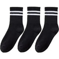 3/6 Pairs Women Sports Solid Socks Soft Comfortable Ventilate Versatile Mid Calf Socks Casual Stripe Splice Female Street Socks