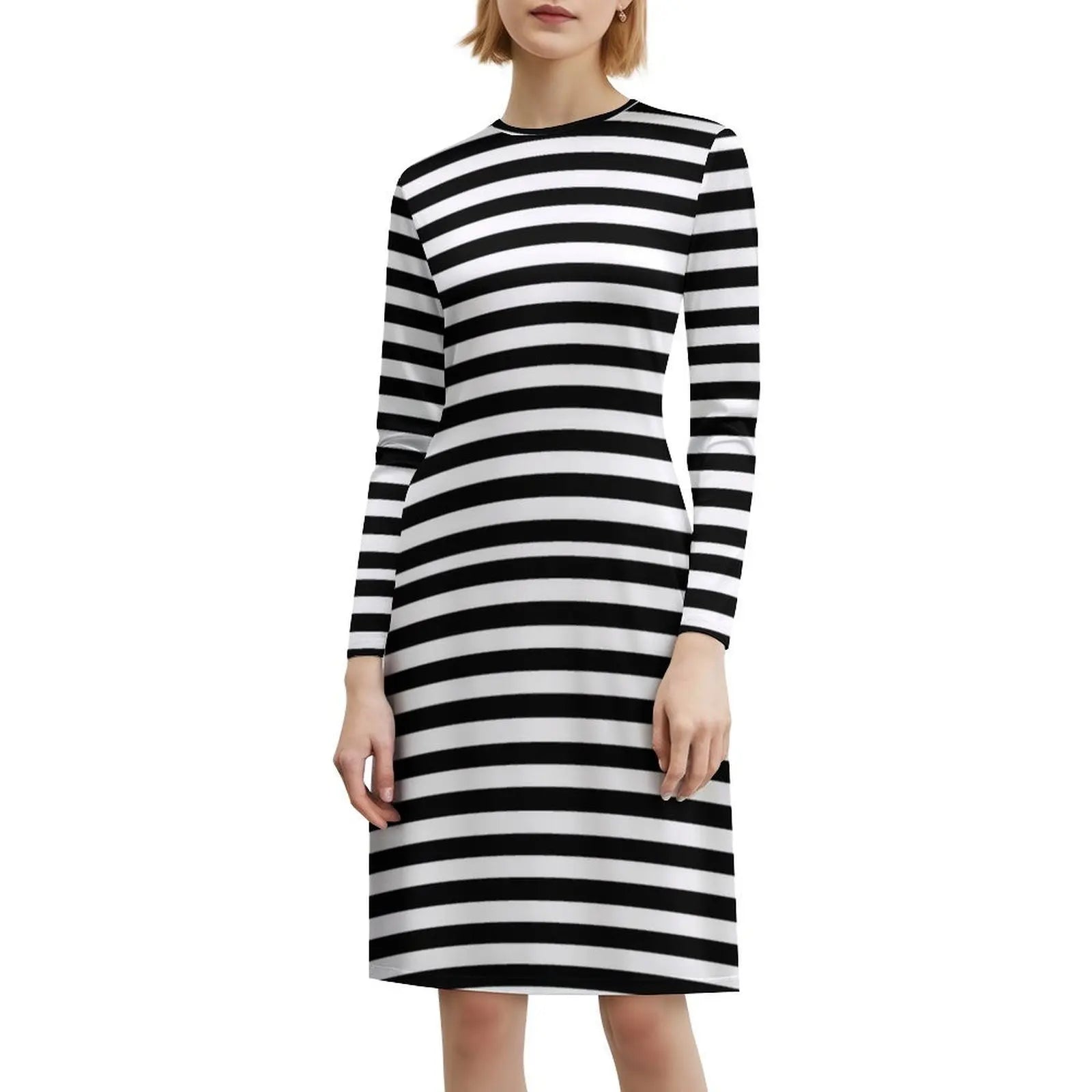 Black & White Stripes Sweetheart Neckline Dress Elegant Summer Party Dress For Women Black White Pattern Dress For Girls
