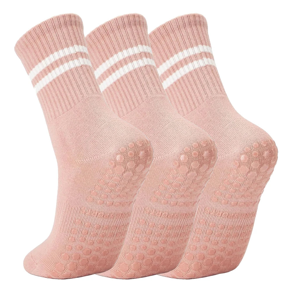 Yoga Pilates Socks with Grips for Women, Non Slip Grips Cotton Socks for Barre, Ballet, Dance, Workouts