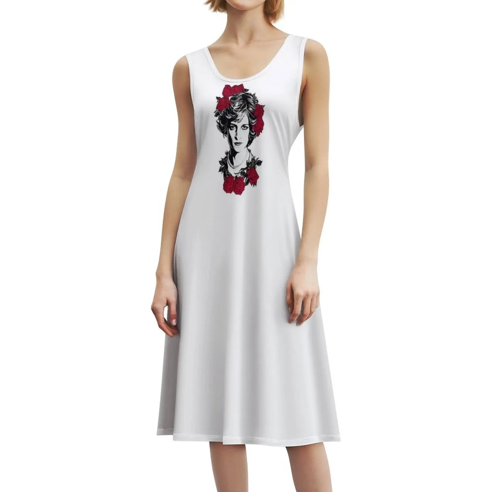 Red Roses-Princess Diana Korean Style Dress For Women Elegant Casual Dress For Party Or Daily Wear Princess Diana Diana