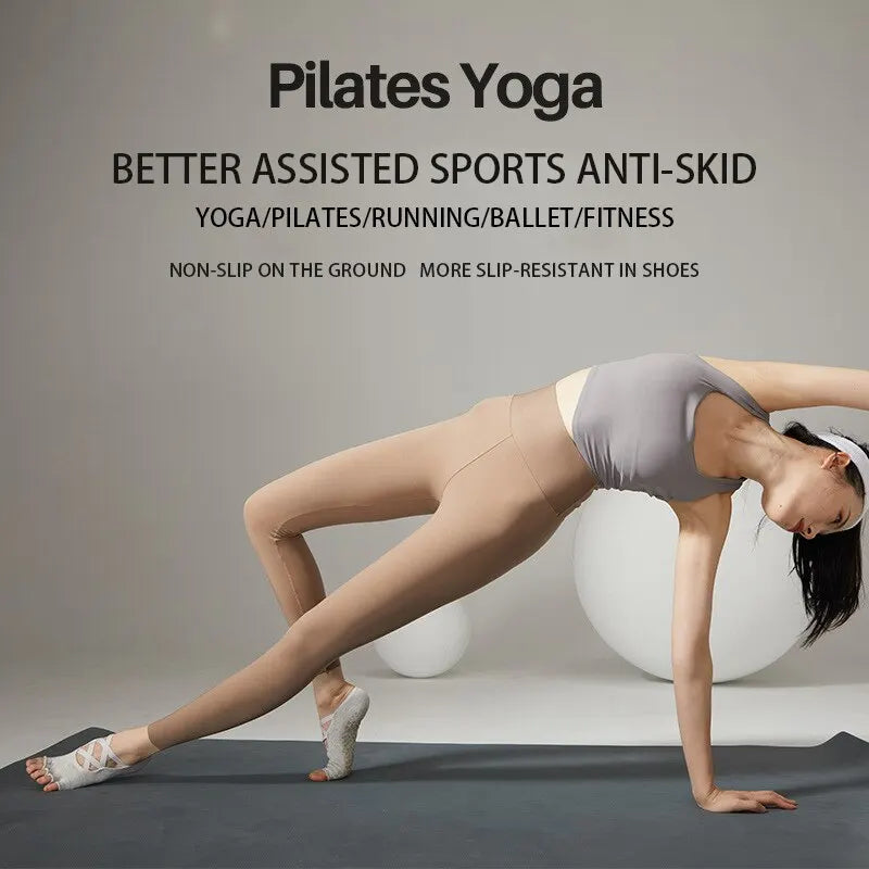 Ladies Yoga Socks Non Slip Grips Pilates Socks Pure Barre Ballet Toeless Socks Breathable Ankle Yoga Socks Women Fitness Socks