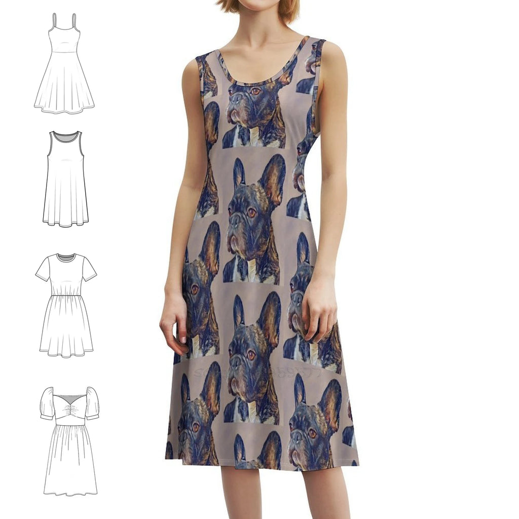 French Bulldog Floral Smock Dress For Women Spring Summer Casual Dress For Party Dog Dogs Pet Pets Mans Best Friend Womens