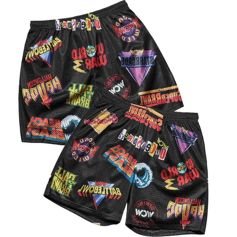 Fashion Gym Fitness Sports Men's Tiger Skull Retro Shorts Training Jogging Fast Dry Breathable Shorts Boxing Sports Beach Shorts