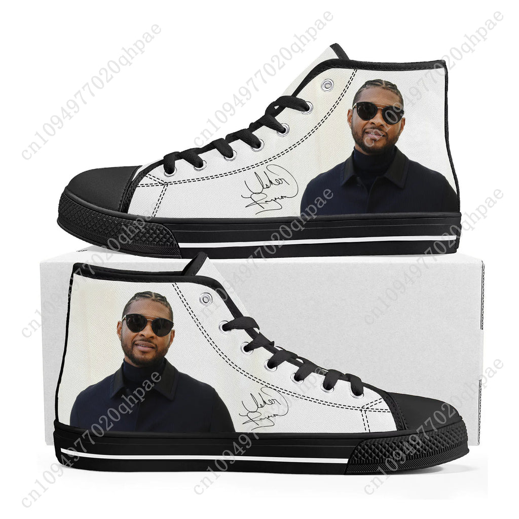 Usher High Top Sneakers Mens Womens Teenager High Quality Canvas Sneaker 3D Print Casual Couple Shoes Personalized Shoe
