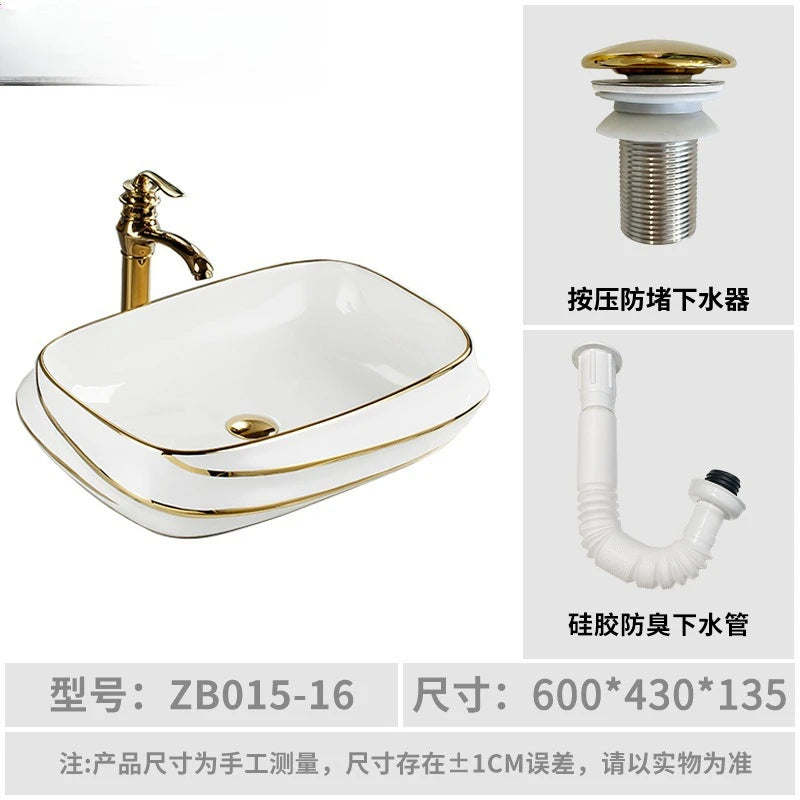 Modern Gold Line Colored One Piece Toilet and Sink Set  Toilet with TankTornado Flush Bathroom Wc Toilet Sanitary Ware