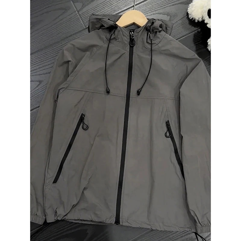 Lightweight Thin Ice Silk UV Protection Clothing for Men Summer Outdoor Sports Hooded Jaet Breathable Qui Dry Polyester F...