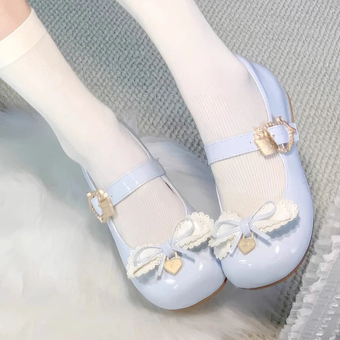 Women's Shoes Bowknot Lolita Shoes Cute Doll Feel Low Heel Single Shoeses 2025 New Cute Girl Kawaii Flat Shoes Spring Autumn