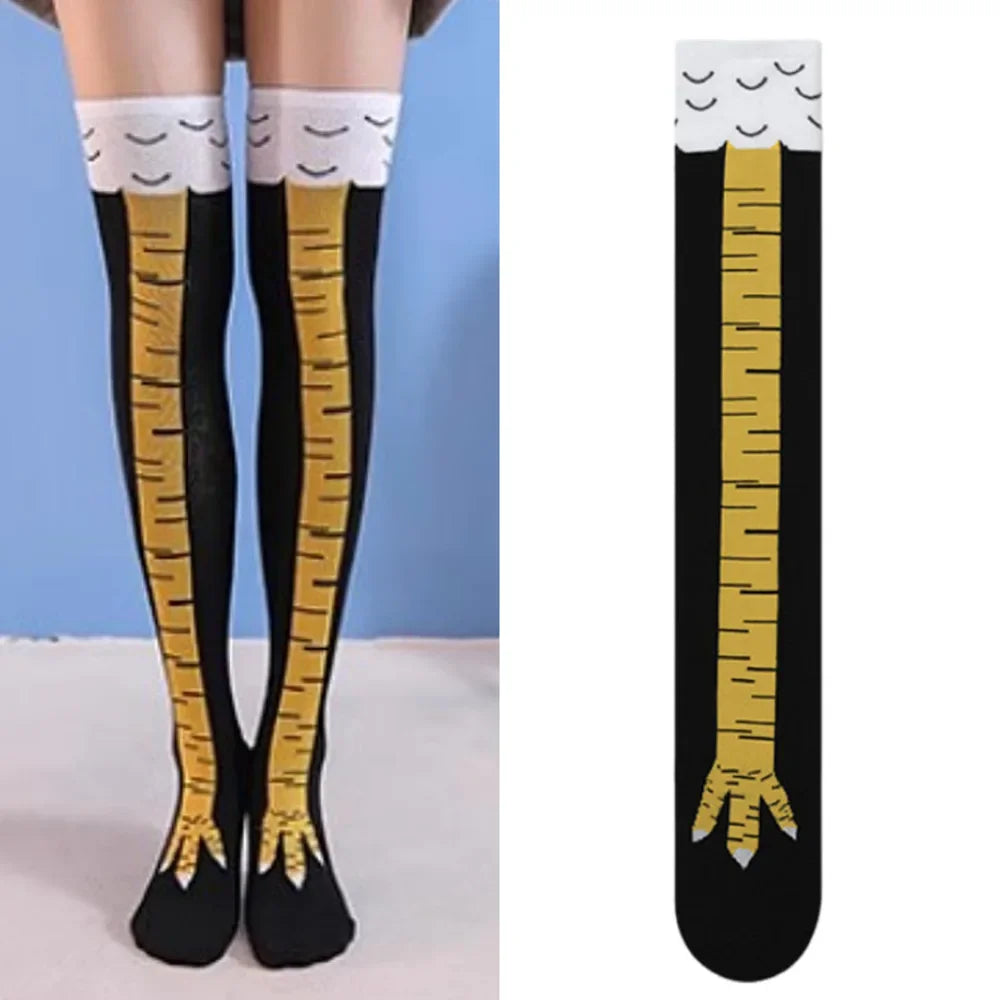 Funny Chicken Leg Socks for Adults Novelty Gifts for Halloween Party Knee High Slimming with Breathable Trendy Stockings