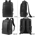 Full Grain Genuine Leather Backpack for Men Multi-Functional 15.6" Laptop Backpack with USB Charging Black Convertible Business