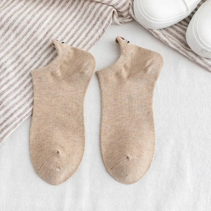 【No】Casual Funny Ankle Socks for Women - Fashion Novelty Design with Cute Embroidery Expressions