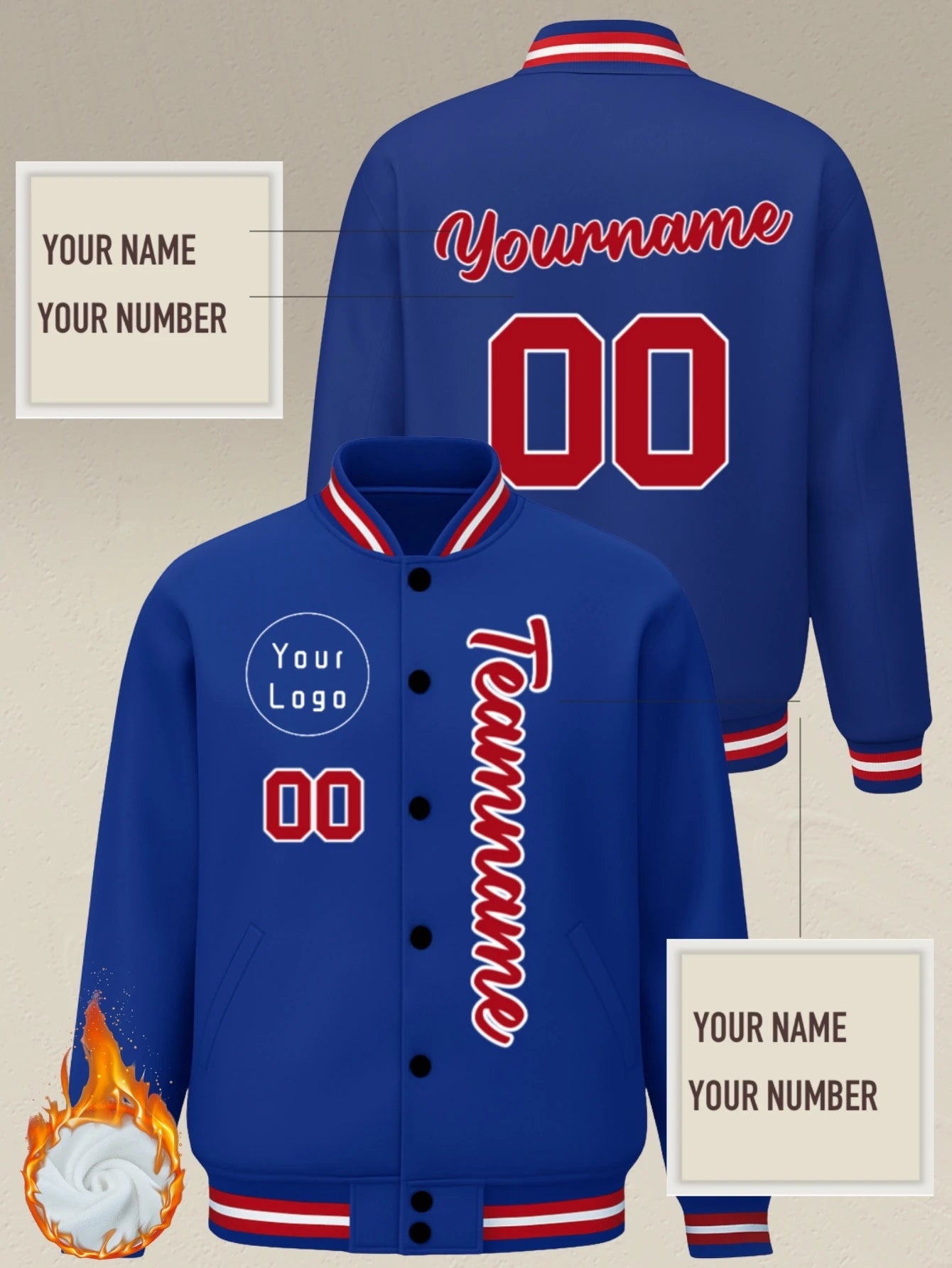 Custom  Jacket  Letterman Bomber winter warm Baseball diy Coat Personalized print Text Logo for Men