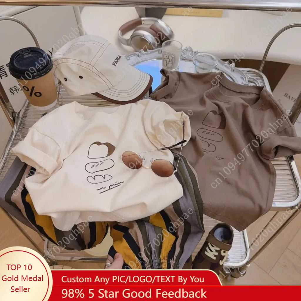 6 mois-10 ans T-Shirt pour enfants 2025 été bébé garçons filles coton décontracté à la mode coréen enfants chemise mode manches