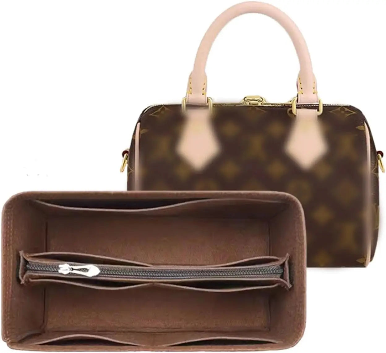 Felt Purse Organizer Insert for LV Neverfull PM, Speedy 25/30/35 Tote, Zippered Handbag Liner Shaper