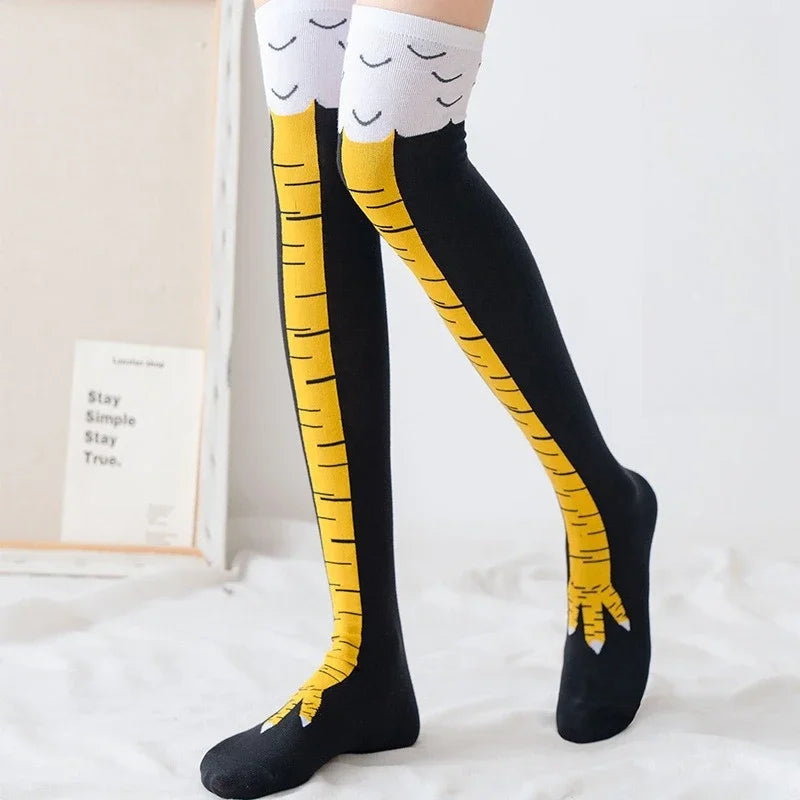 Funny Chicken Leg Socks for Adults Novelty Gifts for Halloween Party Knee High Slimming with Breathable Trendy Stockings