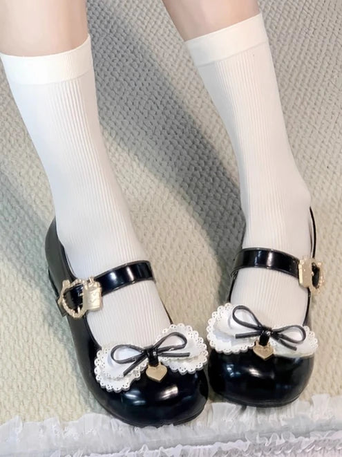 Women's Shoes Bowknot Lolita Shoes Cute Doll Feel Low Heel Single Shoeses 2025 New Cute Girl Kawaii Flat Shoes Spring Autumn