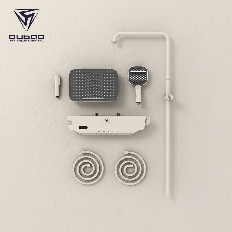 Thermostatic Control Piano Shower System Smart Digital Wall Mounted Shower Head Bathroom Shower Set