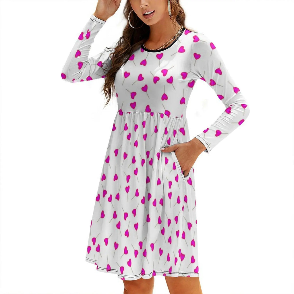 Lollihearts Women's Streetwear Party Dress Trendy Print Club Clothing For Female Lollipop Lollipops Hearts Lollihearts Women's