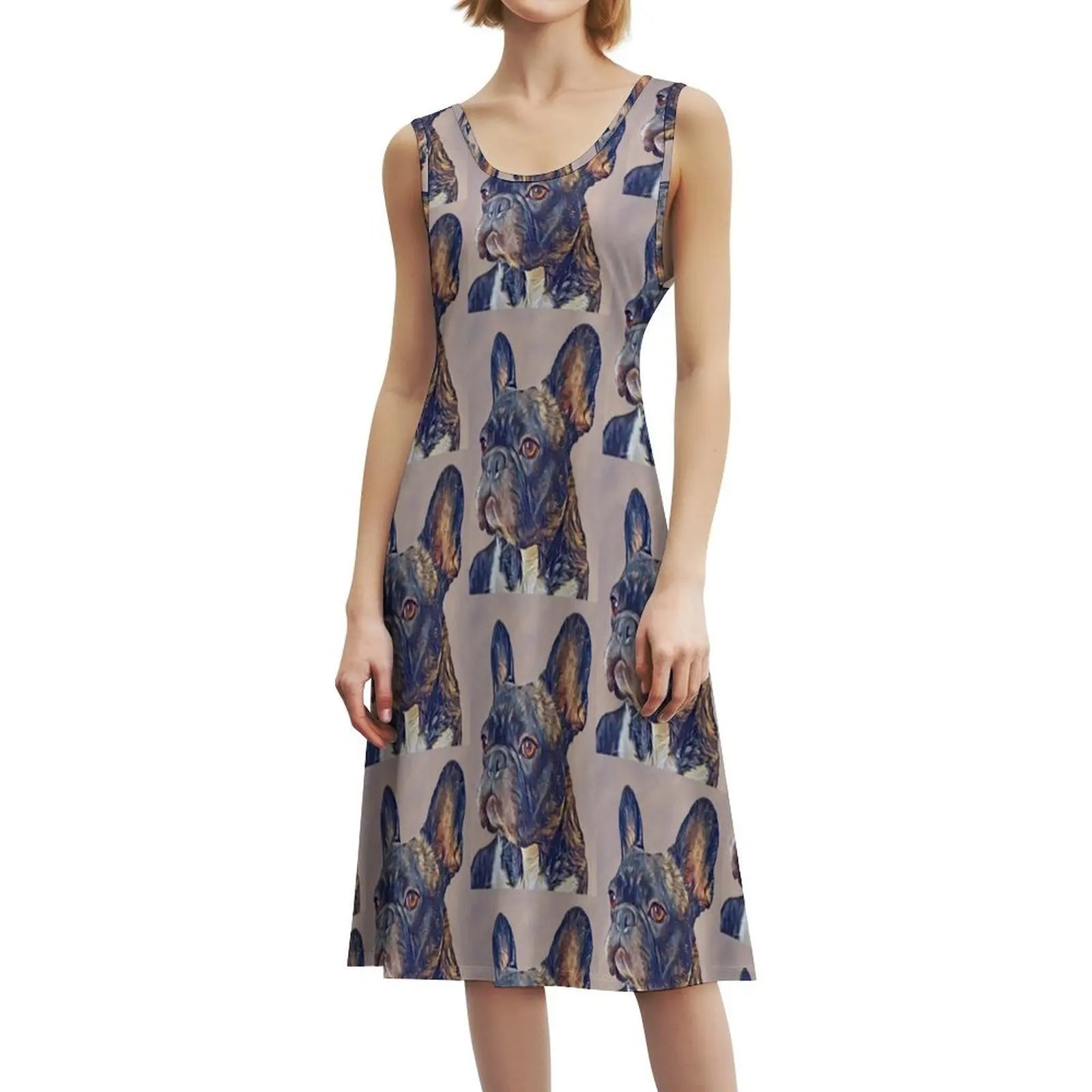 French Bulldog Floral Smock Dress For Women Spring Summer Casual Dress For Party Dog Dogs Pet Pets Mans Best Friend Womens