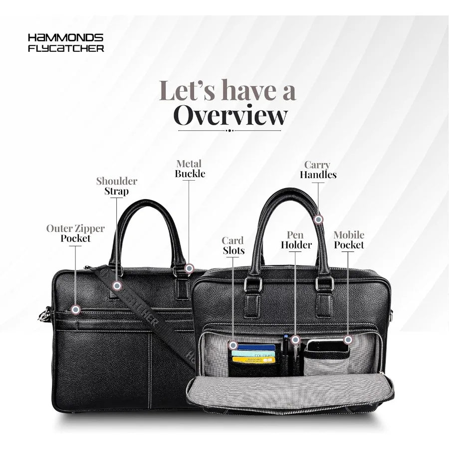HAMMONDS FLYCATCHER Genuine Leather Laptop Bag for Men Padded 15.6" Laptop Sleeve Leather Messenger Bag for Men Briefcases