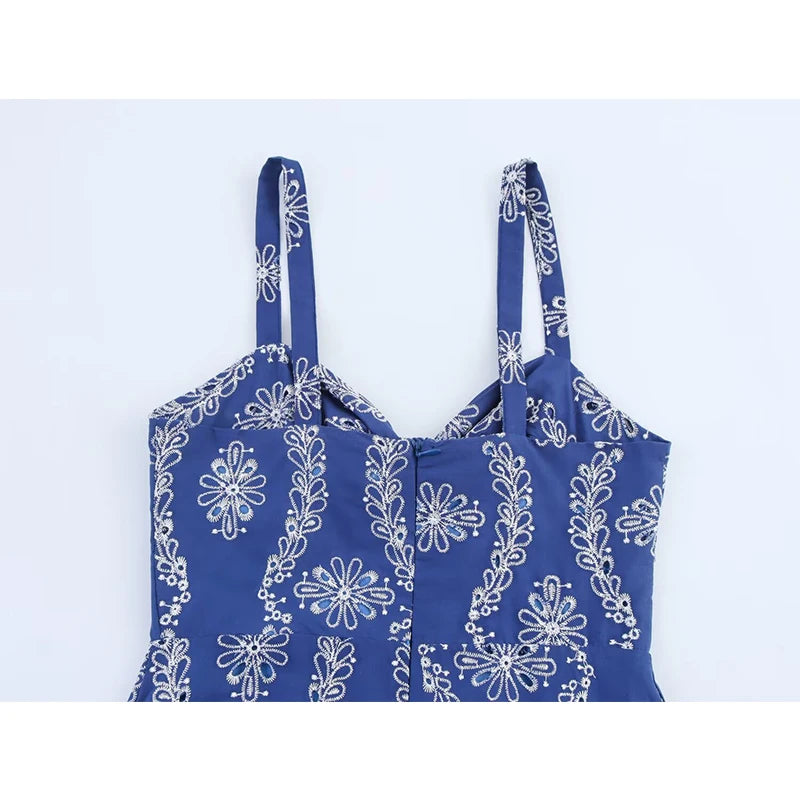 YENKYE Rubberized Openwork Embroidery Midi Dress Women Sexy V Neck With Knot A-line Summer Dresses 2025 Female Vestidos