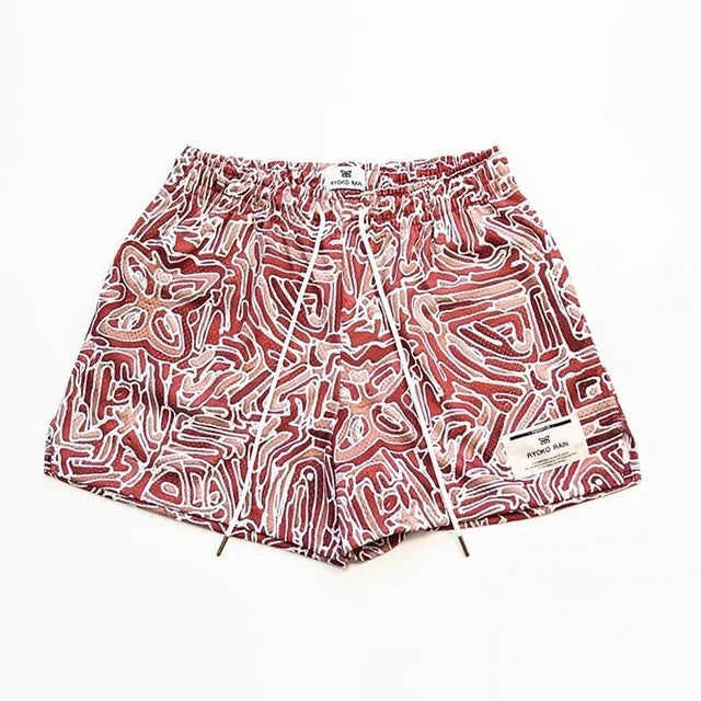 RYOKO RAIN New summer men's shorts men and women's fashion beach seaside casual shorts mesh sports quick-drying quarter pants