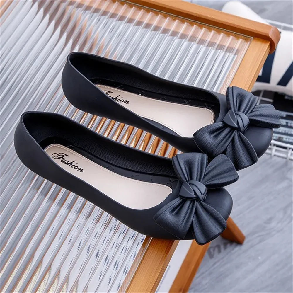 zapatos de mujer women fashion anti skid rubber round toe comfort slip on bow tie flat shoes lady classic comfort loafers c605