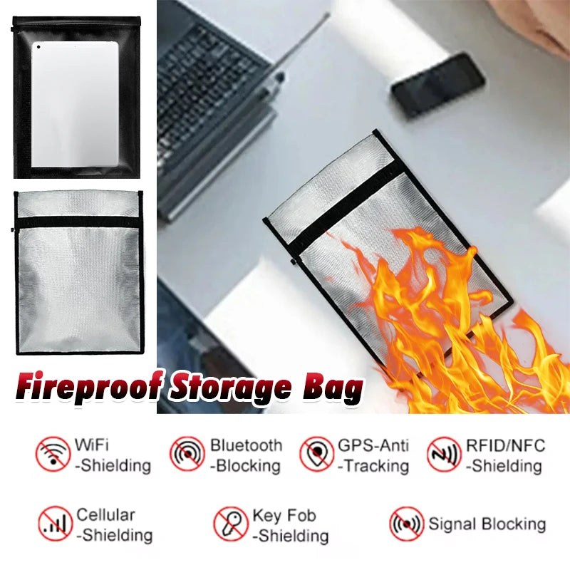 Fireproof Waterproof Faraday Bag Signal Blocker for Phone Laptop Car Keys Anti Hacking Tracking Radiation Protection Pouch
