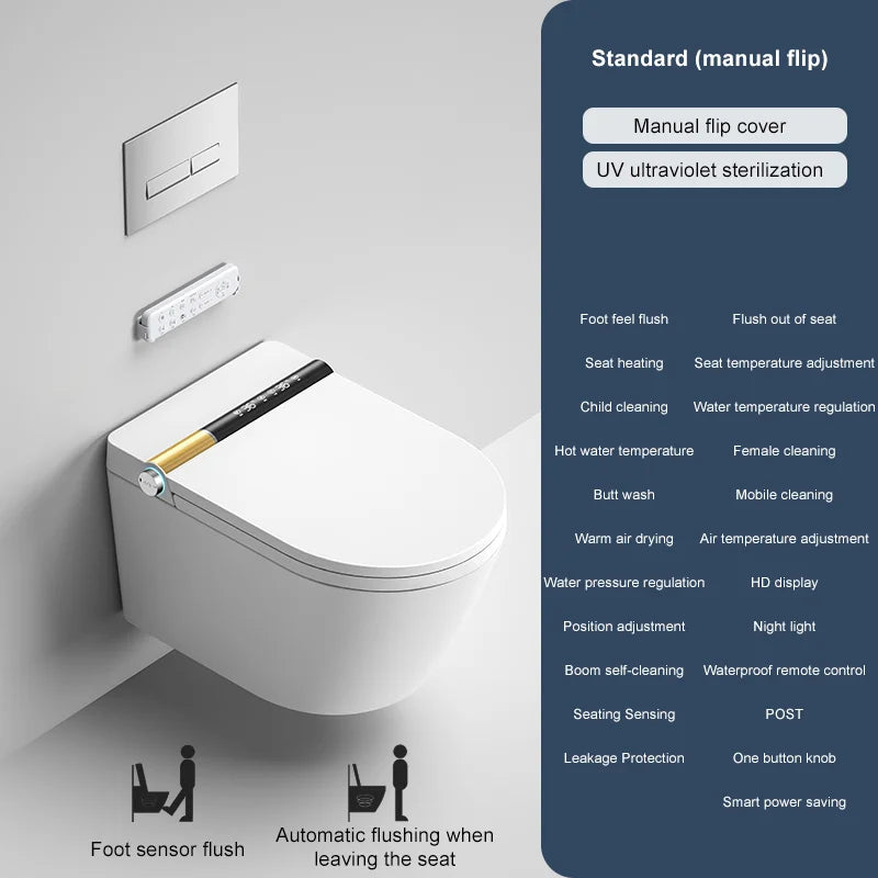 Manual Flip Auto Flushing Smart Wc Intelligent Pregnant Woman Hanging Electronic Toilet
