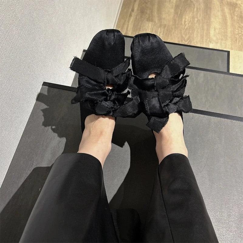 Women's Bowtie Decor Soft Sole Ballet Flat Shoes 2025 Trend Comfort Slip On Loafers Woman Non Slip Casual Shoes