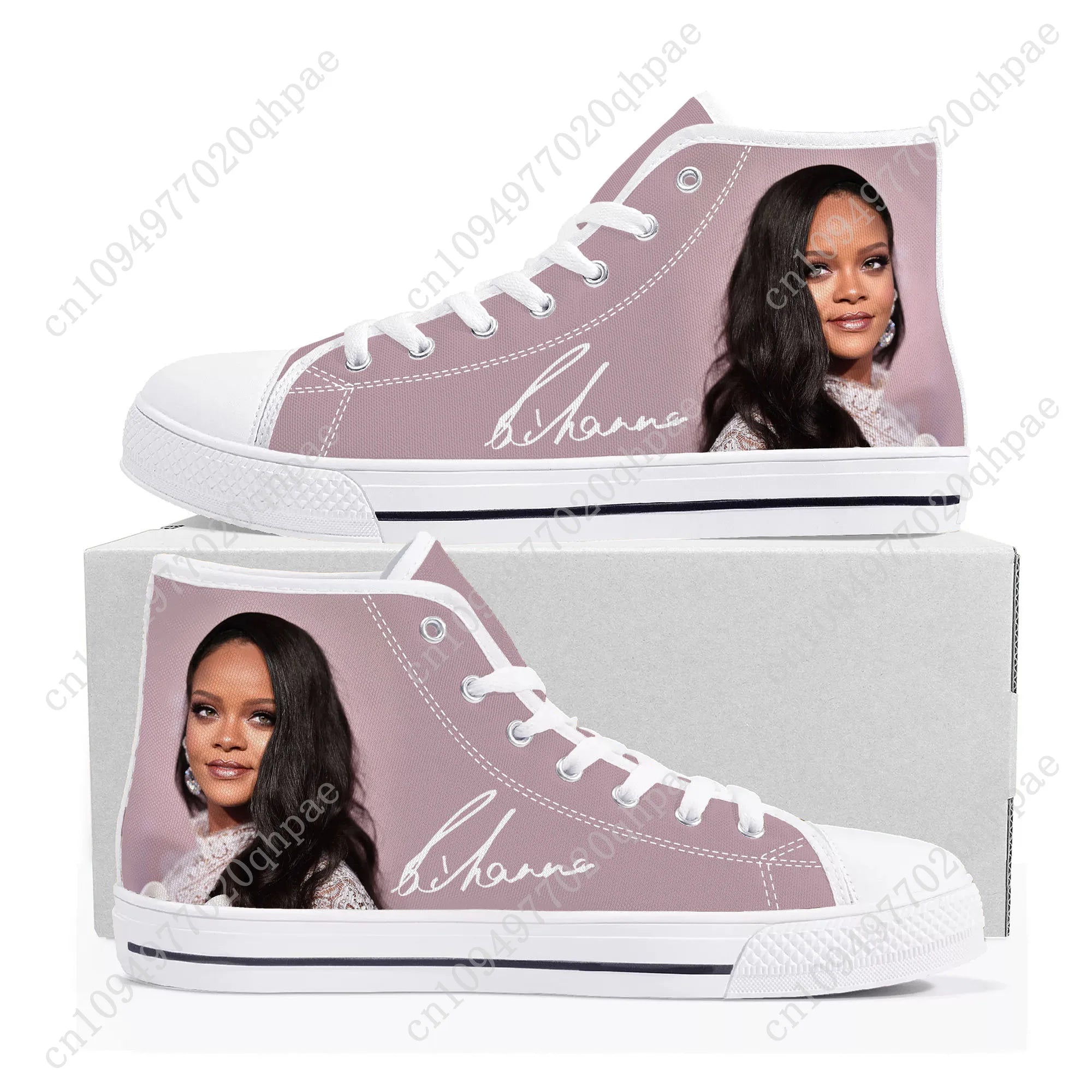 R-Rihanna High Top Sneakers Mens Womens Teenager High Quality Canvas Sneaker 3D Print Casual Couple Shoes Personalized Shoe