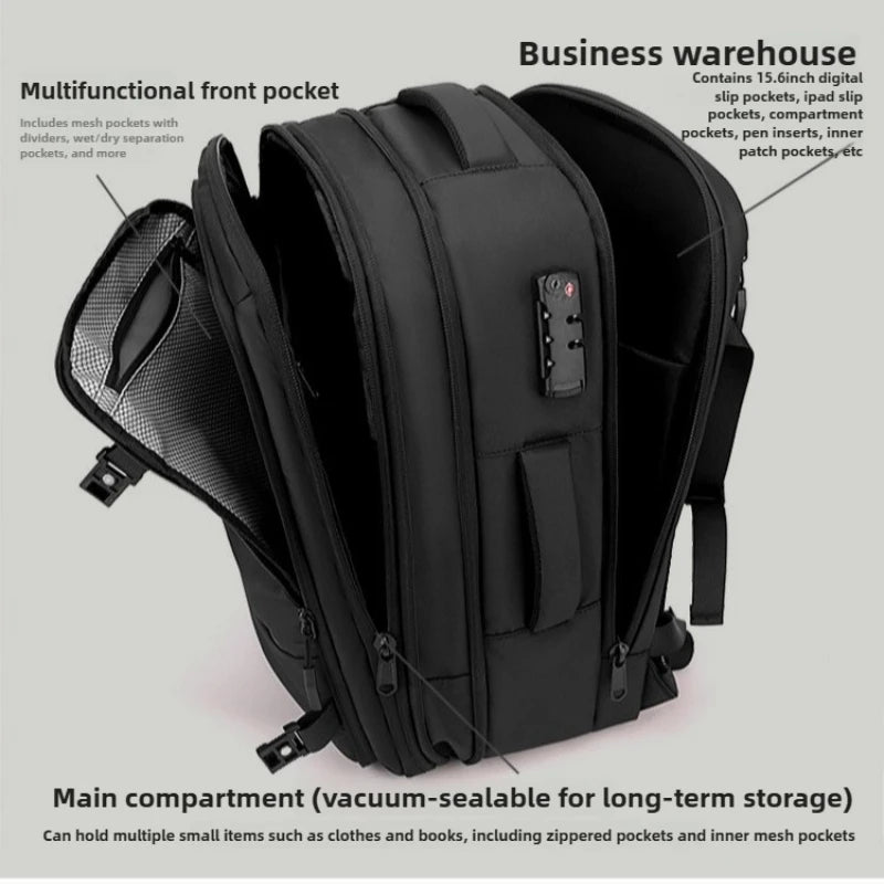 Vacuum Compressed Backpack Universal Dry-Wet Separation Commuter Travel Bag Expandable Laptop Backpack (Airline-Friendly)