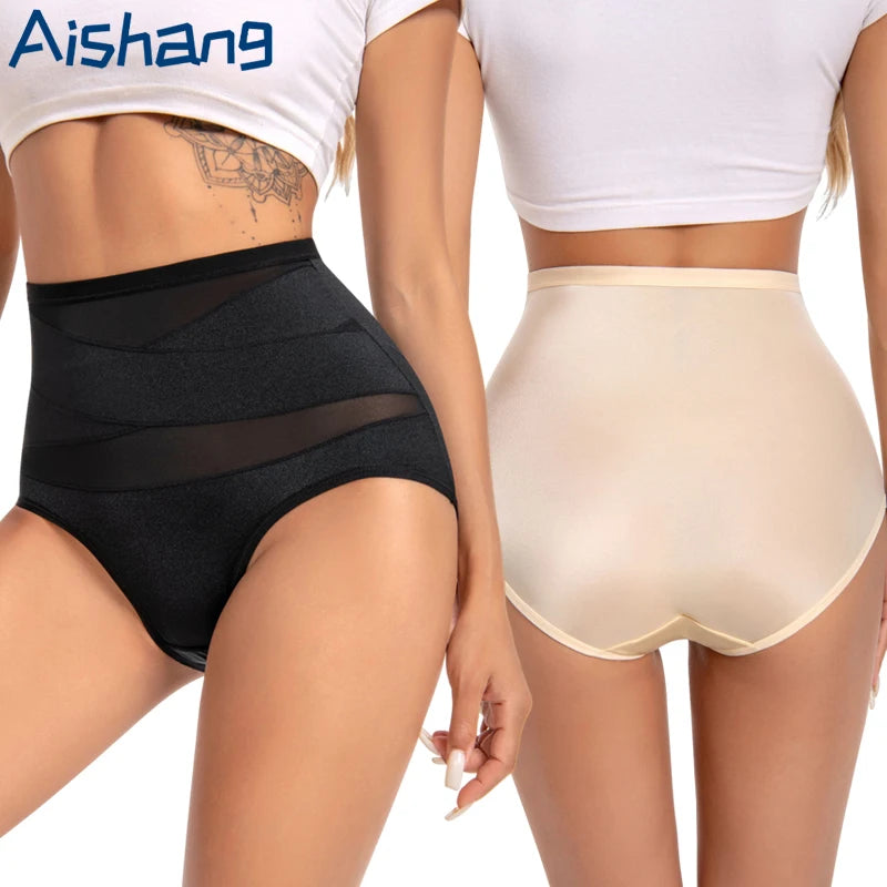 High Waist Mesh Cross Shapewear Panties Hip Lifter Tummy Control Body Shaper Panty Women Breathable Traceless Slimming Underwear