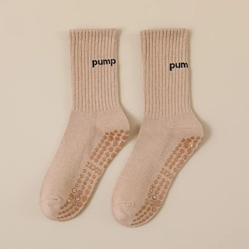 Women Mid Tube Yoga Socks Anti Slip Fashion Professional Pilates Socks Indoor Dance Trampoline Floor Fitness Sports Socks