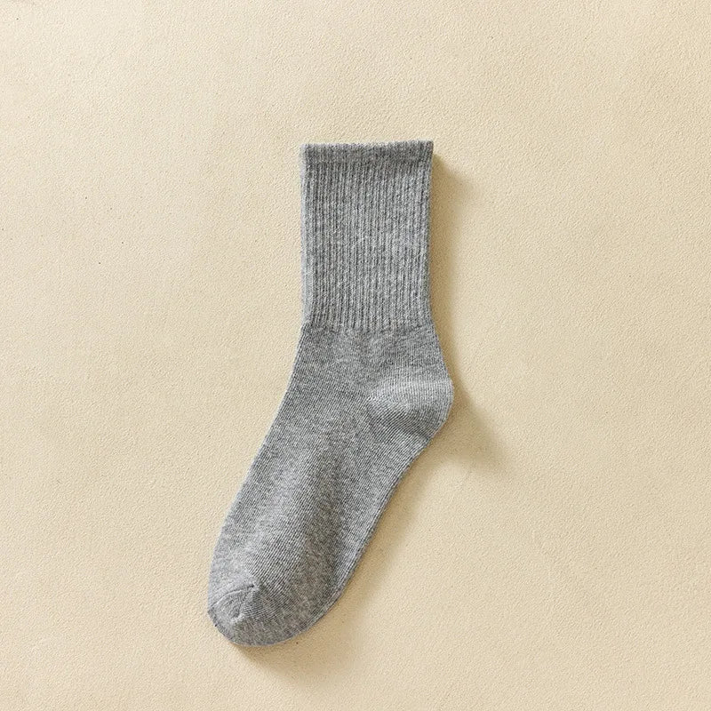 3/6 Pairs Women Sports Solid Socks Soft Comfortable Ventilate Versatile Mid Calf Socks Casual Stripe Splice Female Street Socks