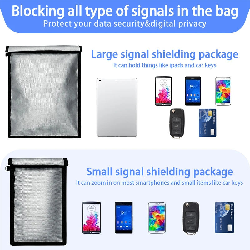 Fireproof Waterproof Faraday Bag Signal Blocker for Phone Laptop Car Keys Anti Hacking Tracking Radiation Protection Pouch
