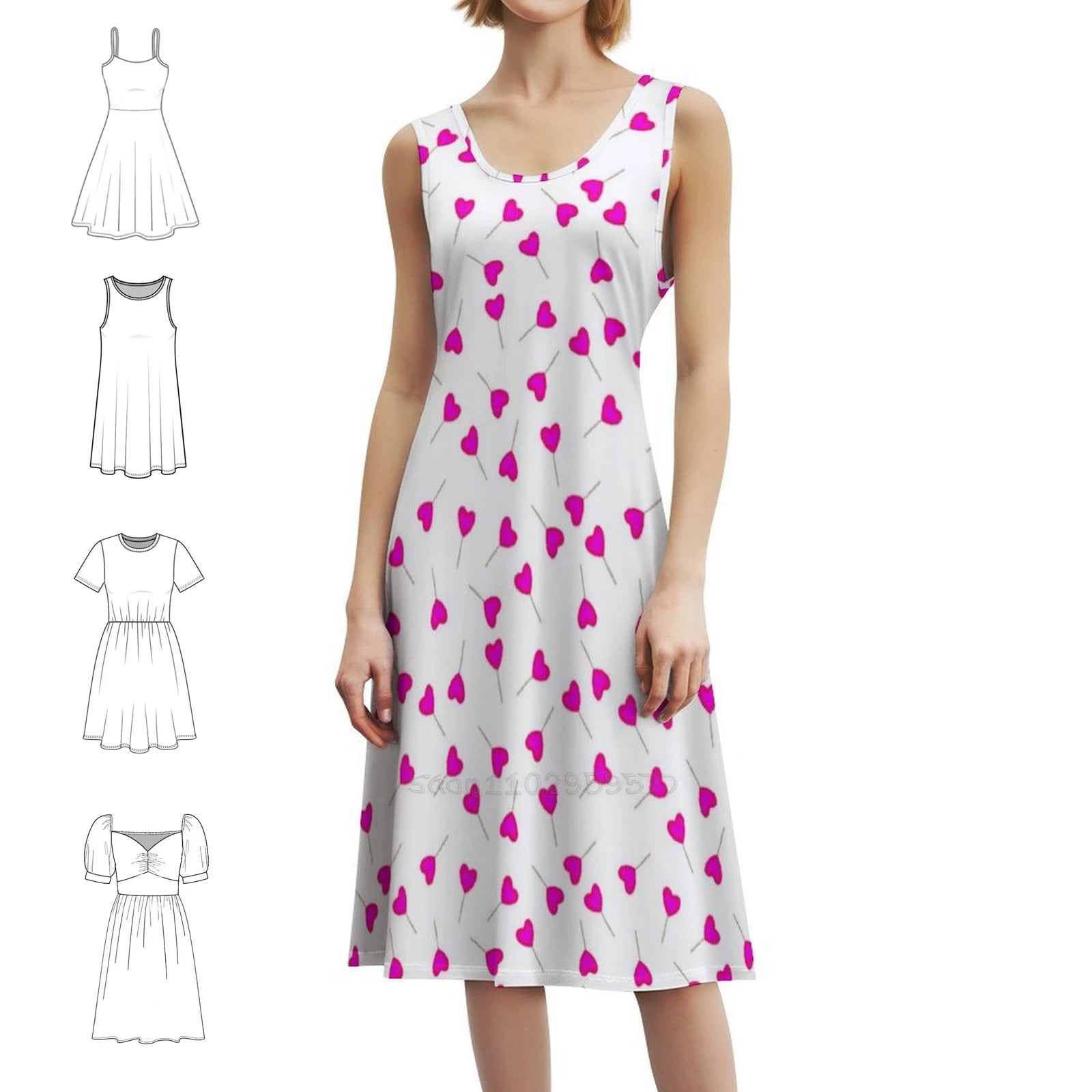 Lollihearts Women's Streetwear Party Dress Trendy Print Club Clothing For Female Lollipop Lollipops Hearts Lollihearts Women's