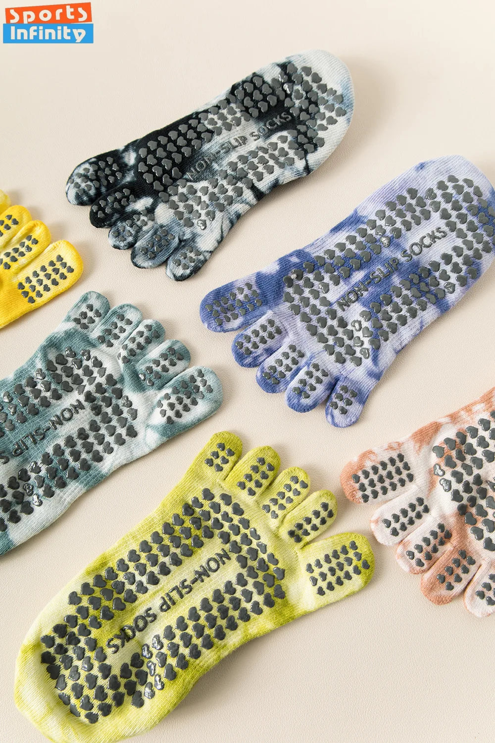 New Non Slip Tie Dye Five Finger Split Toe Yoga Socks Women Professional Pilates Socks Cotton Indoor Dance Fitness Sports Socks