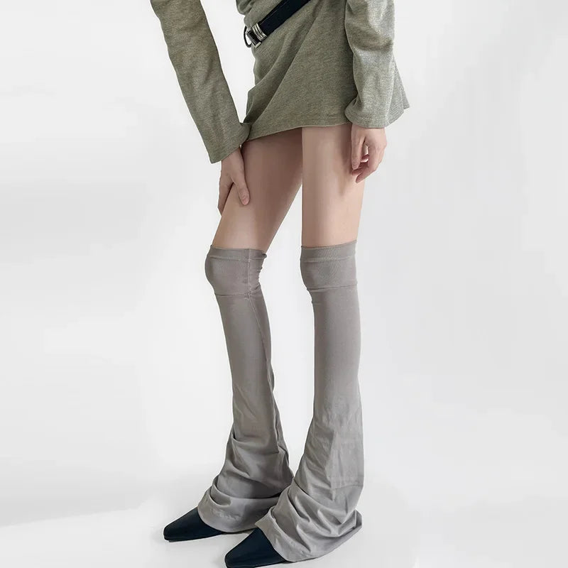 Y2K Leg Stockings Elasticity Slimming Knee Socks Japanese Style Spicy Femboy Over The Knee Horn Shaped Cuffs Sexy Accessories