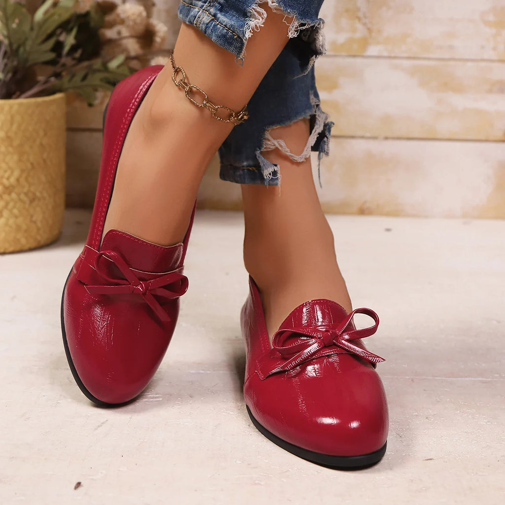 Fashion New Comfortable Bow Casual Shoes Spring and Autumn Shallow Mouth Round Head Slope Heel Thick Soled Women's Shoes