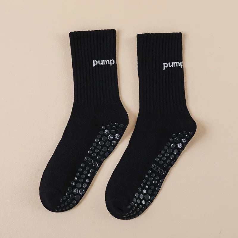 Women Mid Tube Yoga Socks Anti Slip Fashion Professional Pilates Socks Indoor Dance Trampoline Floor Fitness Sports Socks