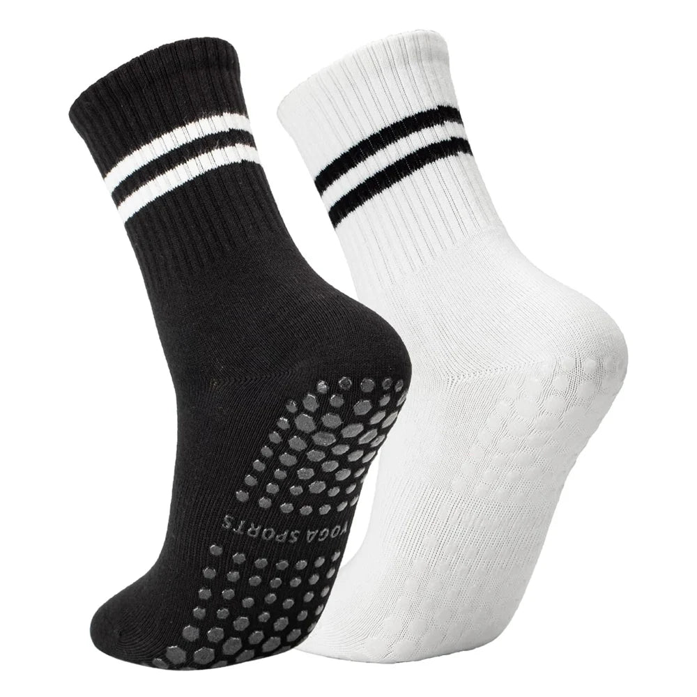 Yoga Pilates Socks with Grips for Women, Non Slip Grips Cotton Socks for Barre, Ballet, Dance, Workouts