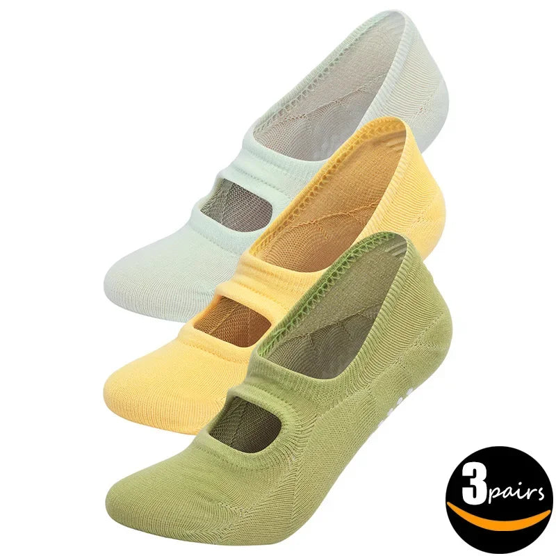 【 3 Pair Set 】Backless Yoga Socks Women Anti Slip Professional Pilates Socks Indoor Ballet Dance Fitness Sports Socks Women