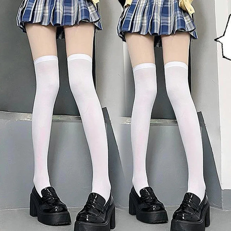 1/2pairs Sweet Over Knee Long Socks Women Girs Sexy Nylon Calf Socks Thigh High Stockings Legging JK Lolita Cosplay Tights