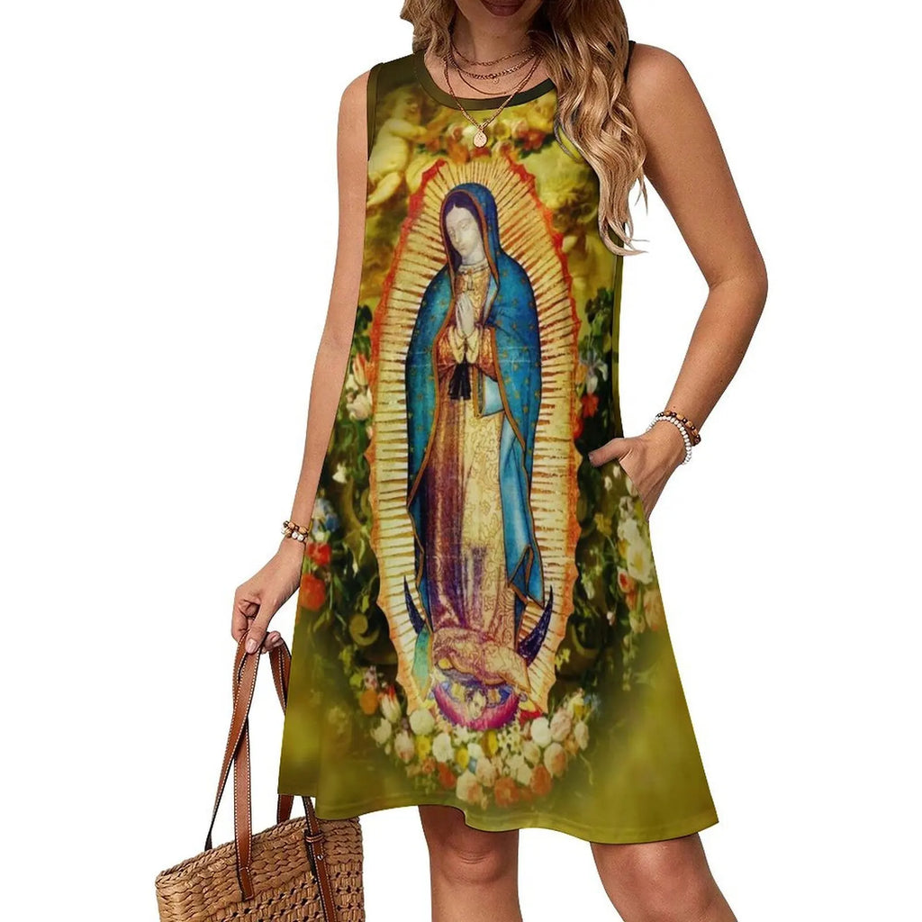 Our Lady Of Guadalupe Mexican Virgin Mary Mexico Aztec Women's Streetwear Party Dress Trendy Print Club Clothing For Female