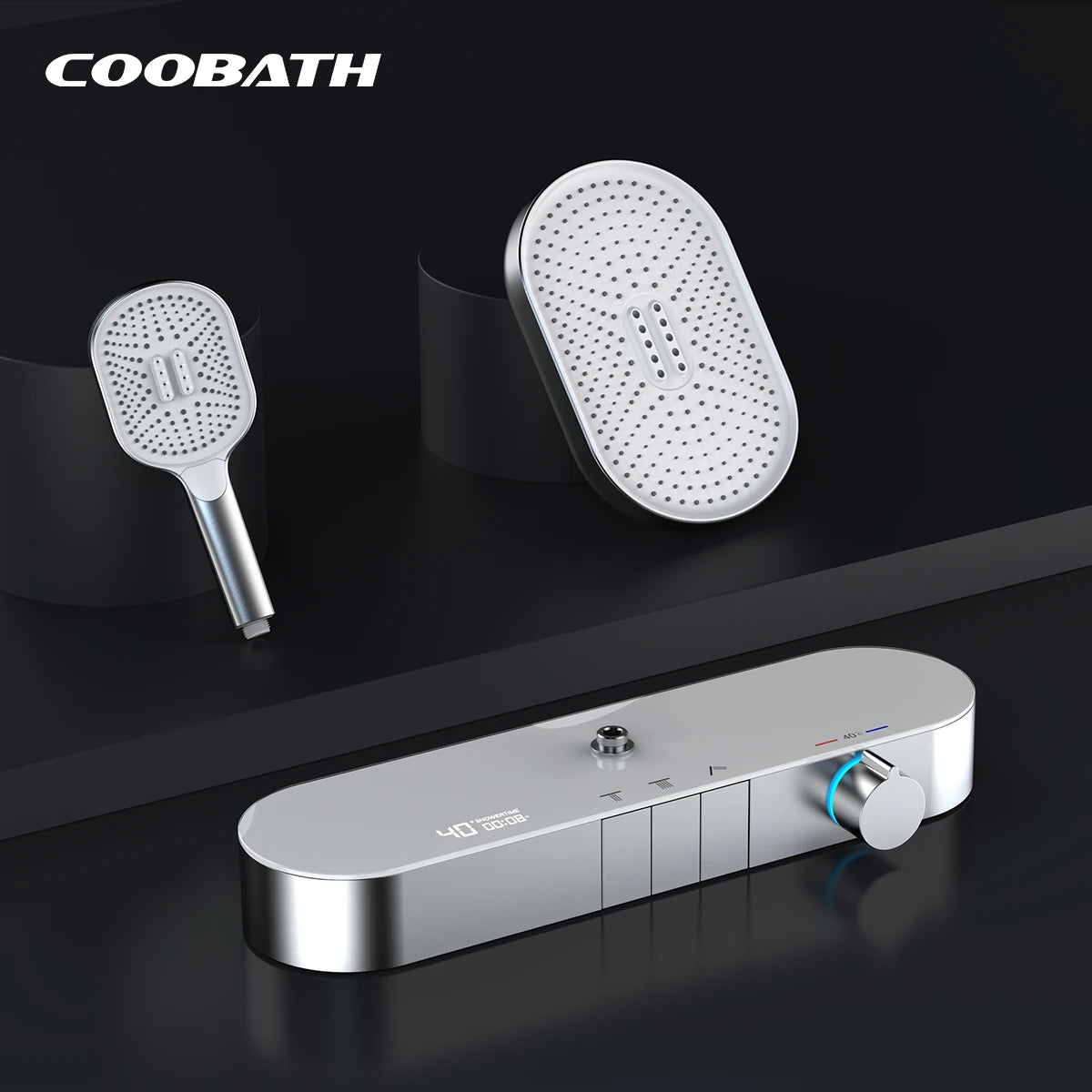 Modern New Designed Shower Sprinkler Handheld High Pressure Waterfall Digital Display Shower Head System With Storage Rack