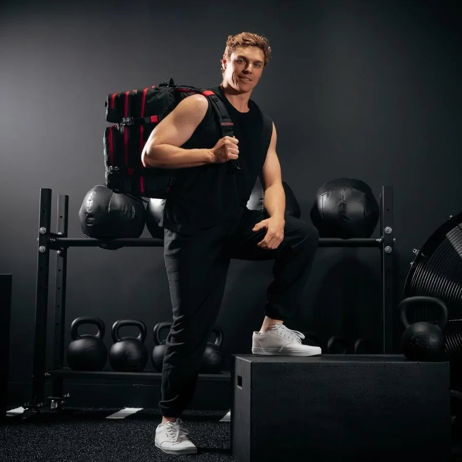 WOLFpak 45L Athletic Gym Backpack - Durable 1000D Waterproof Oxford Material with MOLLE Webbing Laptop Pocket and Dual Cup Hold